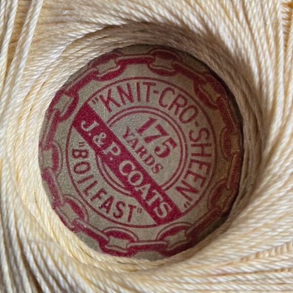 Vintage J&P Coats Knit-Cro-Sheen Crochet Thread Boilfast 175 Yards Yellow Cotton - Picture 5 of 6